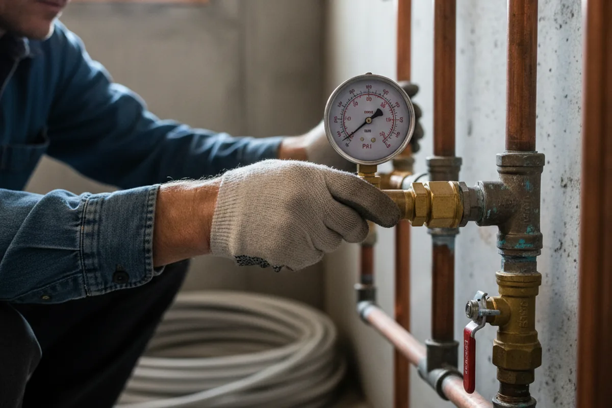 Pressure testing a repaired line during Water Line Repair in Deming